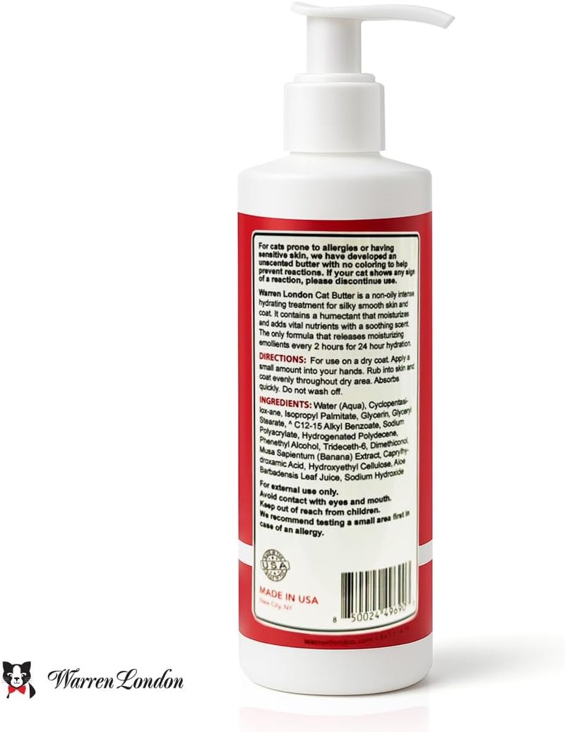 Cat Hydrating Butter - Unscented Leave-In Conditioner Lotion for Soft, Shiny Fur | Deep Moisture & Detangling for All Breeds