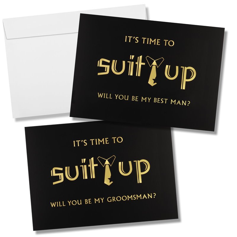 Zonon 8 Pcs Groomsmen Proposal Cards 7 Will You Be My Groomsman and 1 Best Man Card with Envelopes 5 x 7 Inch Suit up Funny Groomsmen Proposal Invitation Gifts for Wedding Supplies