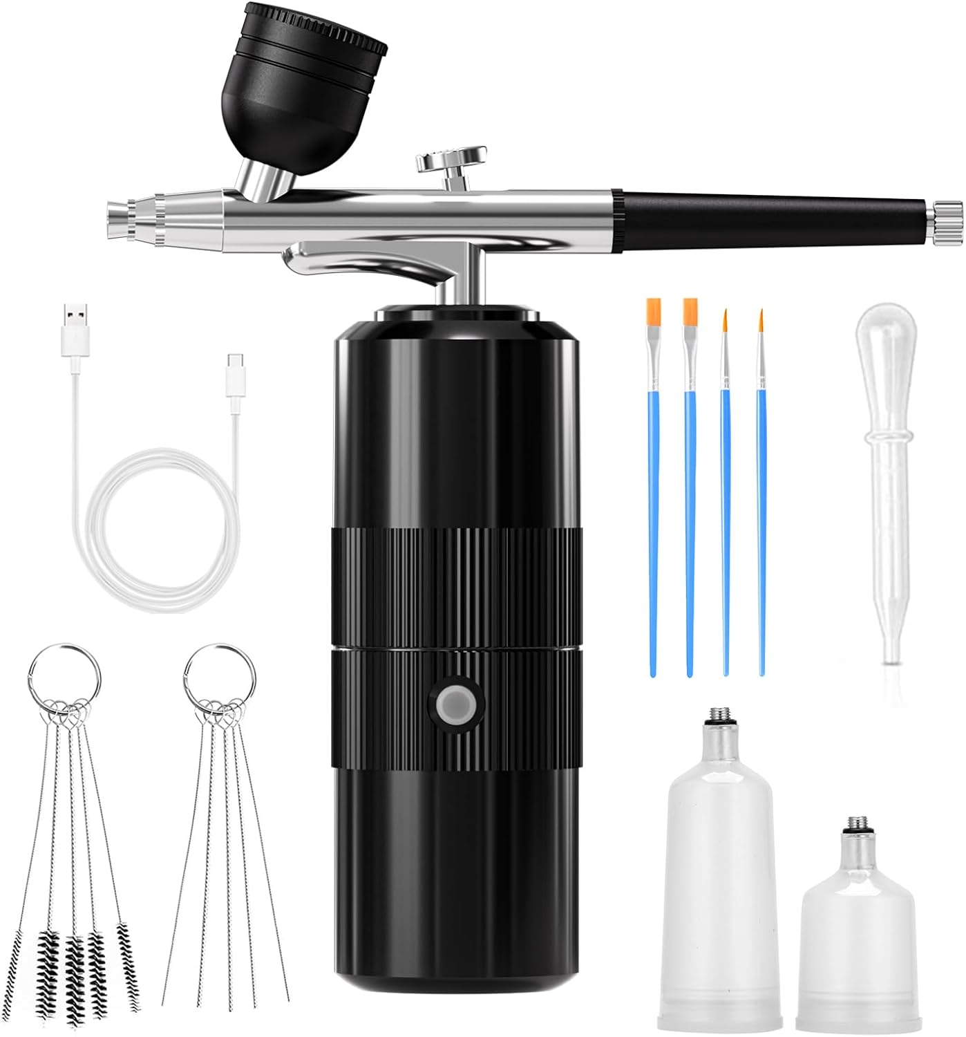 Airbrush Kit - Portable Compressor Set with 0.3mm Nozzle | Cordless Rechargeable for Makeup, Nail Art, Painting (Pink)