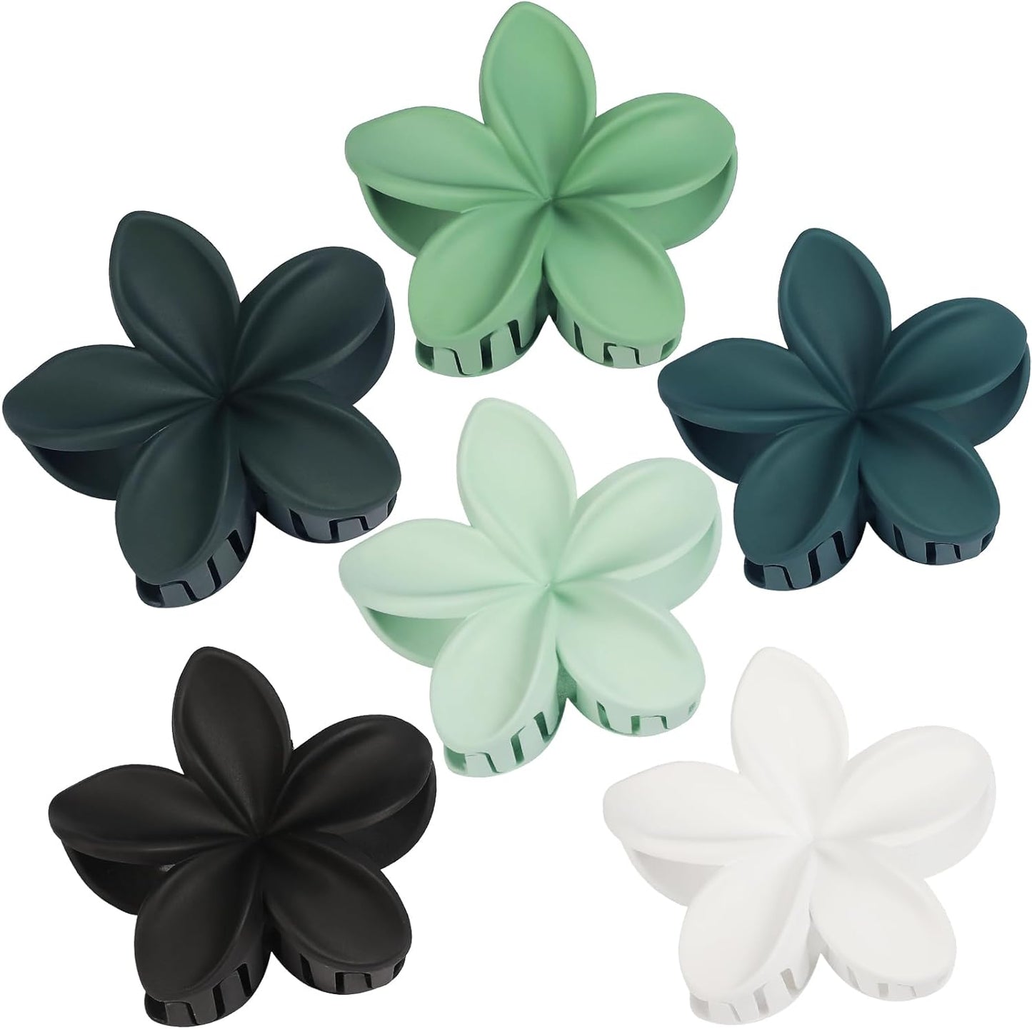 Large Flower Claw Hair Clips - 6 Pcs Hawaiian Style for Thick & Medium Hair | Beach Accessories for Women & Girls