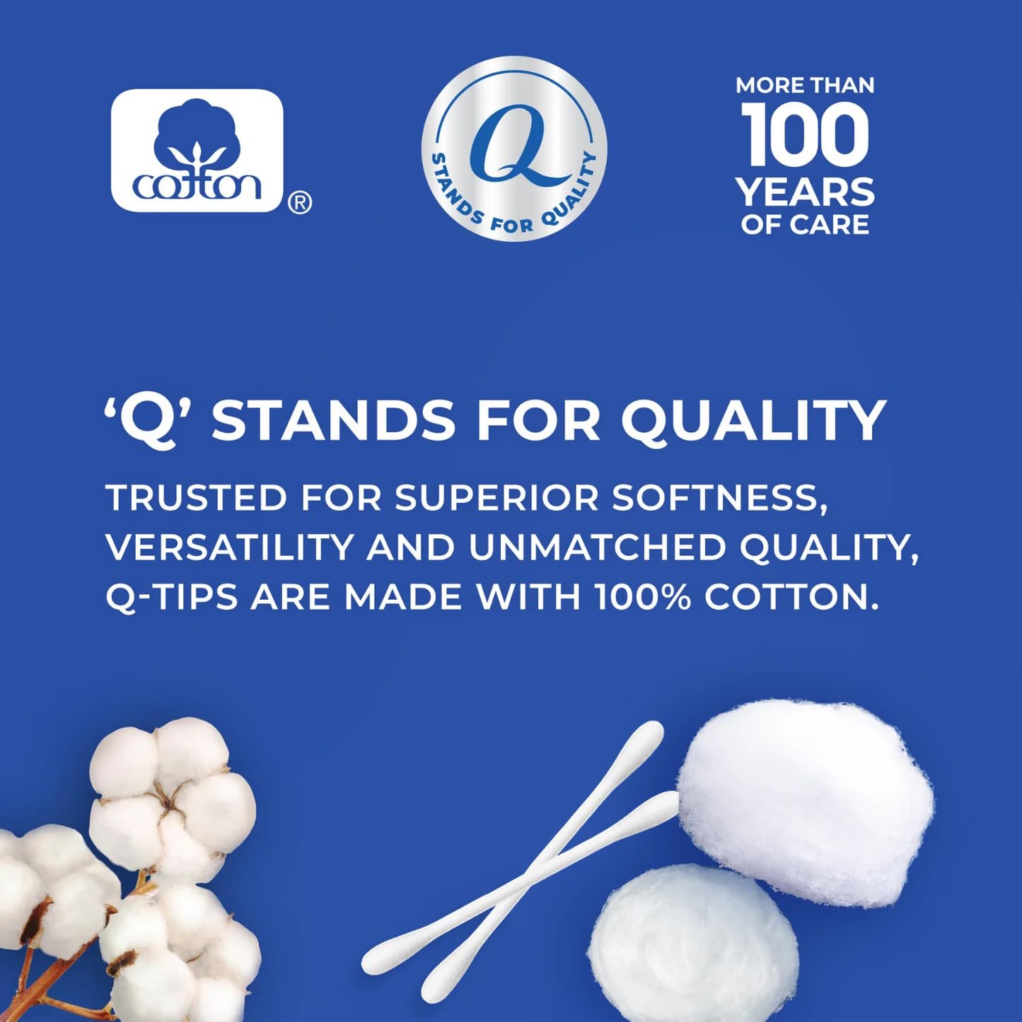Q-tips Cotton Swabs 300 Count Vanity Tub + Super Jumbo Cotton Balls 100 Count for Home, First Aid and Beauty, Natural