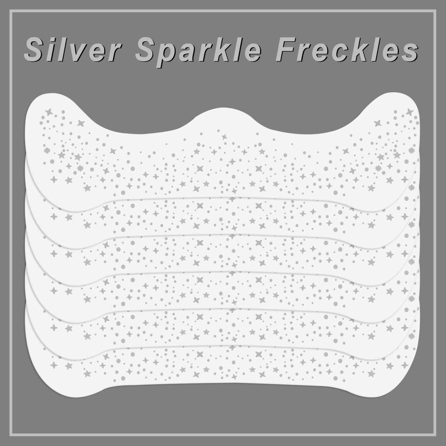MEICOLY Silver Face Glitter,Glitter Freckles Face Tattoo for Women and Kids,Sparkle Makeup Patches,Sparkle Freckles Speckles Patches,Silver Glitter Freckles,6 Count