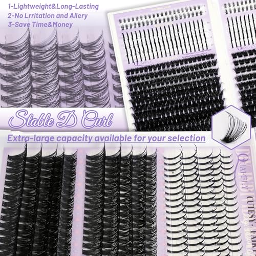 QUAFFLY DIY Lash Extension Kit: D Curl Manga Lash Clusters with Tools