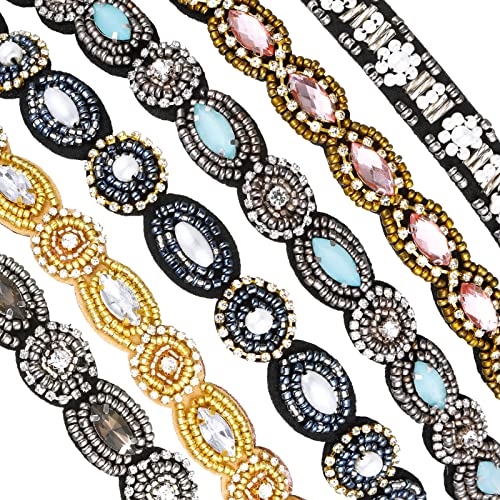 Jutom 6 Pack Rhinestone Beaded Headbands for Women - Stylish Elastic Hairbands