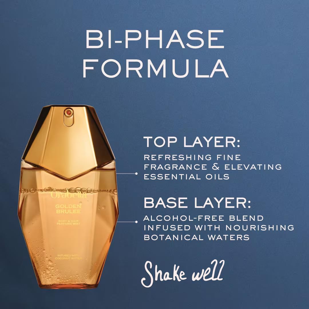 Orebella Golden Brulee Body & Hair Perfume Mist - Alcohol-Free Essential Oil Fragrance | 4.1 oz