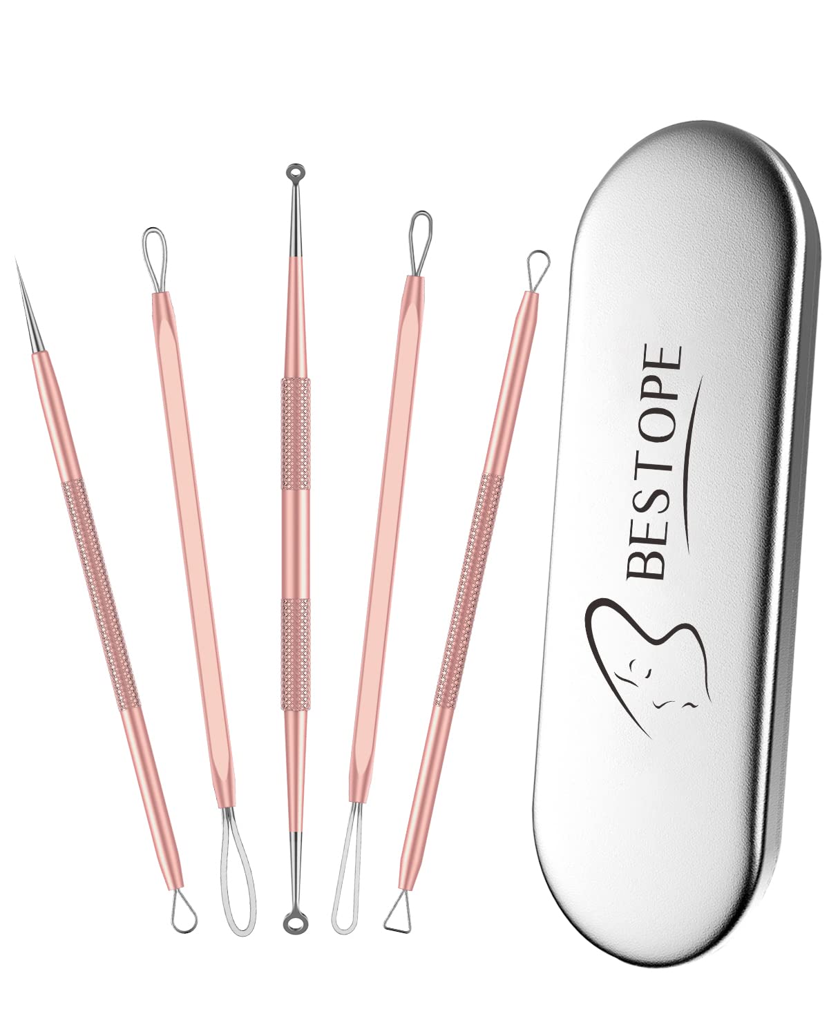 Blackhead Remover Tool Kit - Stainless Steel Pimple Popper & Comedone Extractor for Face | Acne & Blemish Removal