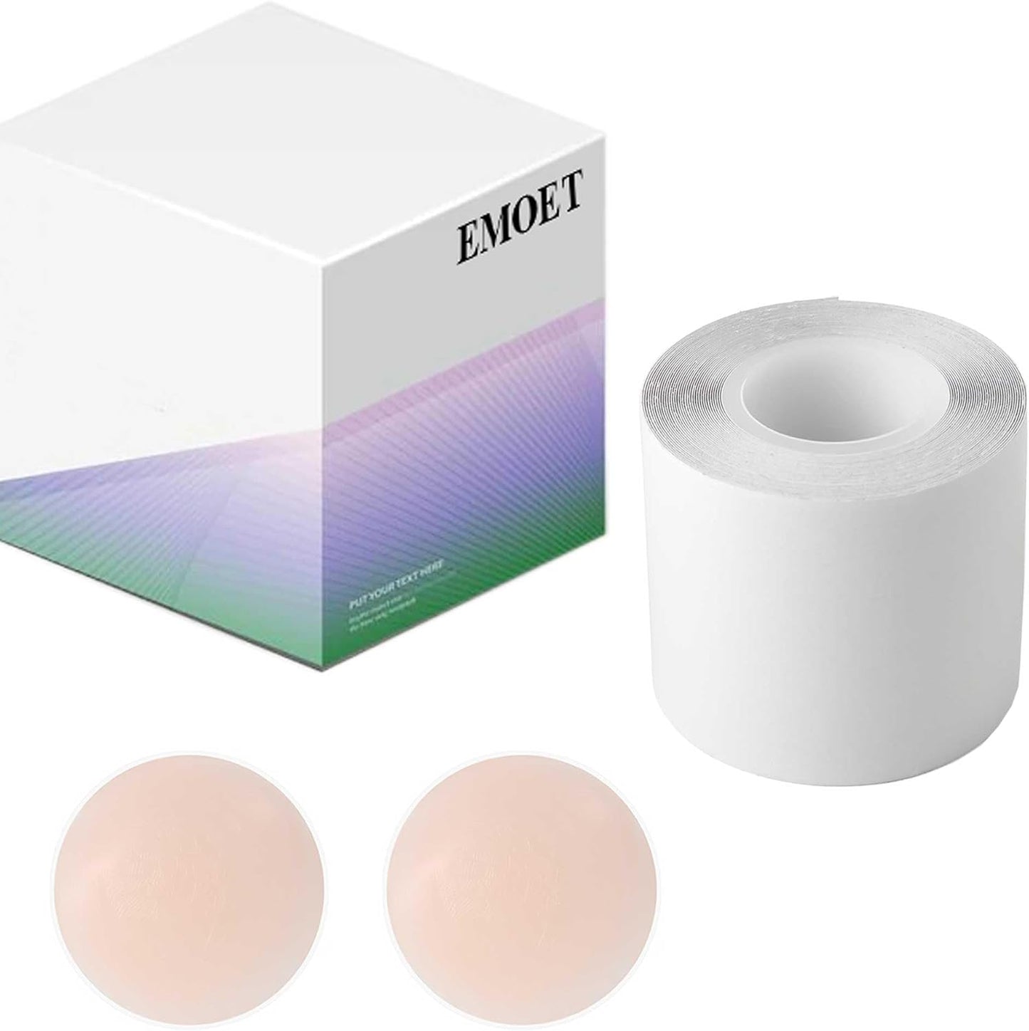 Clear Boob Tape - Self-Adhesive Breast Lift Tape with Reusable Silicone Nipple Covers | Fits A-G Sizes