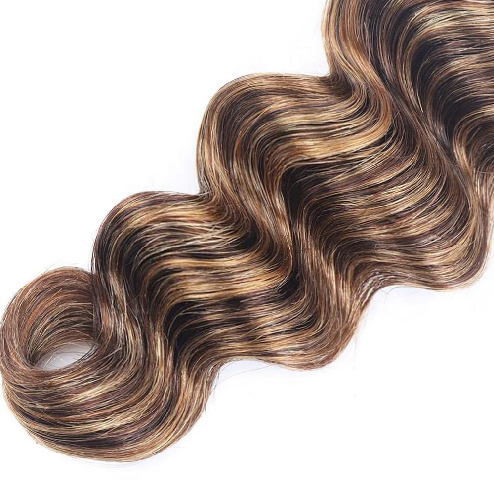 Highlight Bundles P427 Human Hair Bundles Dark Brown Bundle 16 18 20 inch Ombre Brown Deep Wave Bundle 150g