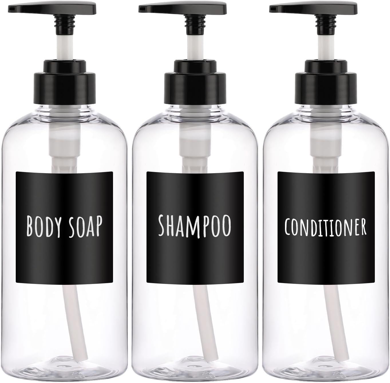 Shampoo and Conditioner Dispensers - 10oz Refillable Pump Bottles | 3-Pack Blue Plastic for Shower