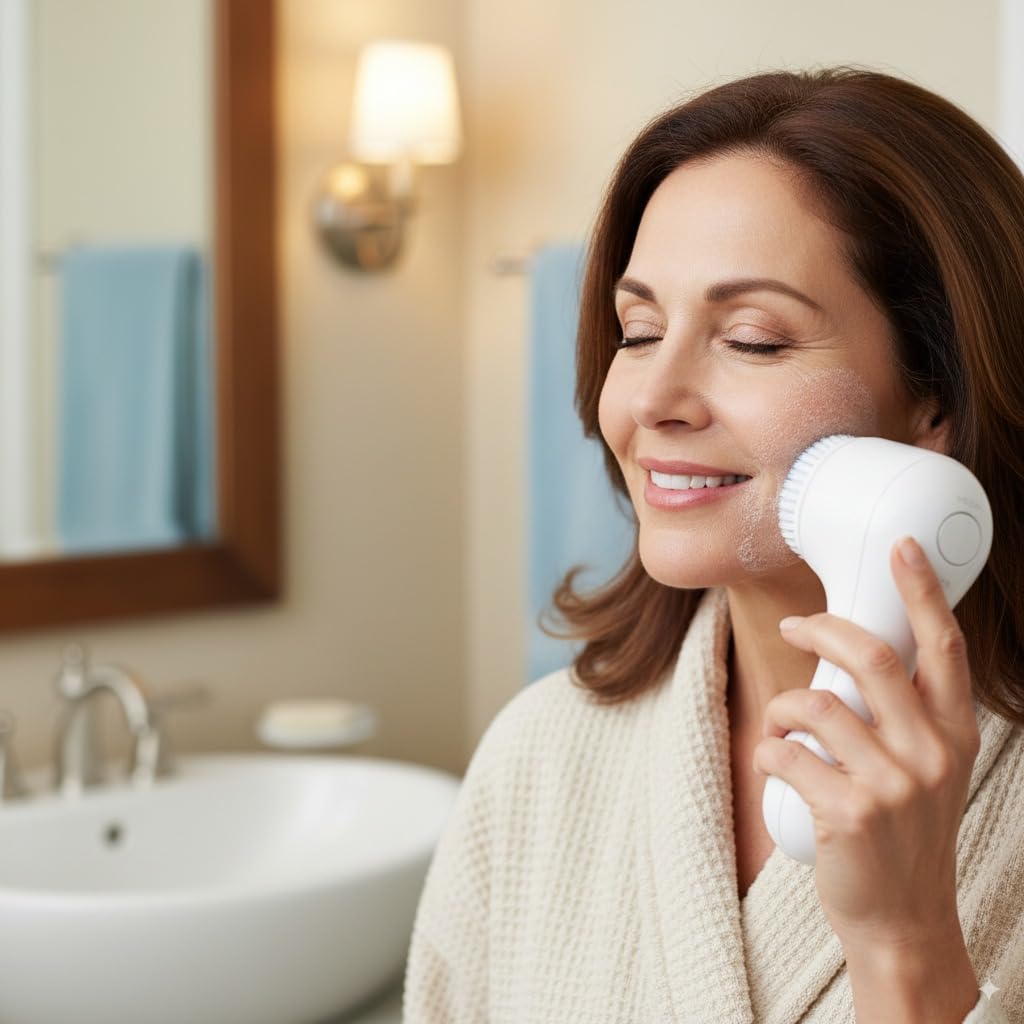 Microtree Electric Facial Cleansing Brush, No Rotation, Sonic Vibrating Rechargeable Face Scrubber Exfoliator, 2 Speeds for Gentle Clean, Face Brushes for Cleansing, Waterproof Face Wash Brush