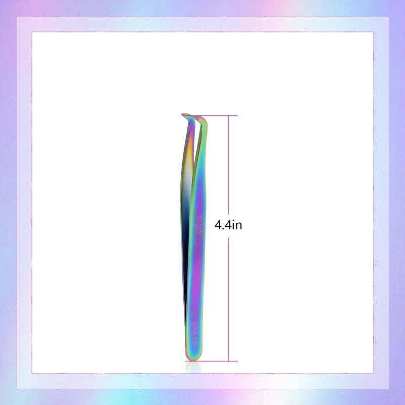 EMEDA L Curved Tweezers for Volume Lash Extensions Fiber Tip, Stainless Steel Tweezers Eyelash Extensions for Lash Artist and Beginners