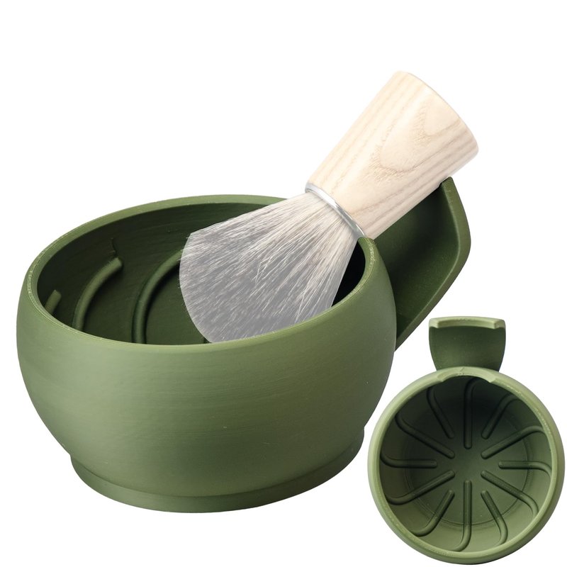 Grandslam Shaving Bowl with Ridges, Shaving Mug with Brush Stand, Shaving Soap Bowl for Shaving Cream and Soap, Durable & Holds Heat Longer, Rich & Thick Lather, Great for Traveling and Use at Home
