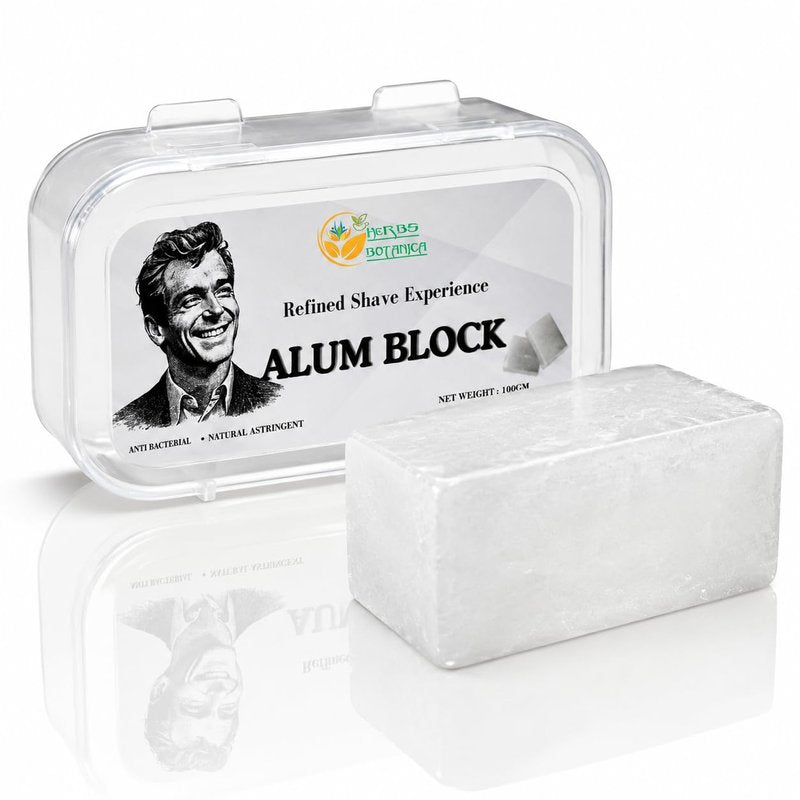 Herbs Botanica Alum Block for Shaving 100% Pure Natural Potassium Alum Crystal Traditional Post-Shave Grooming Block – Unscented Mineral Bar for Men’s Wet Shaving Routine