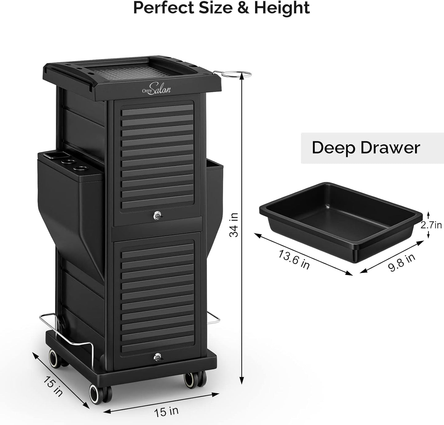 Hair Cart Organizer - 6-Drawer Rolling Utility Caddy for Stylists | Locking Mobile Storage Station