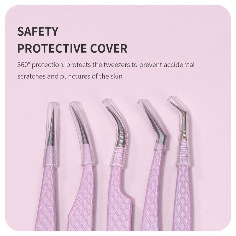 ANNAFRIS Eyelash Extension Tweezers,Fiber Tip Grip Boot Volume Lash Tweezers,Professional Pointed Lash Extension Tweezers for Easy Lash Application and Removal(4Pcs-F01/02/06/09)