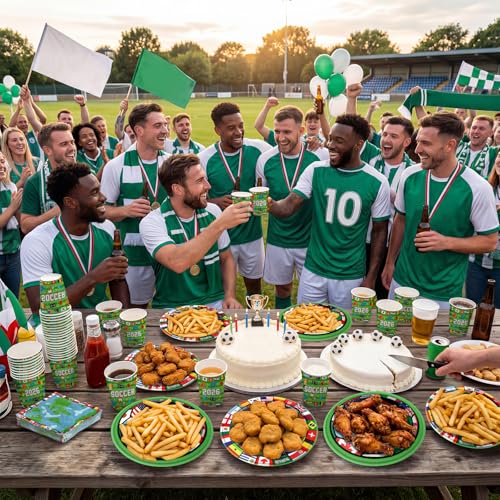 Soccer Party Tableware Set - 104 PCS Plates, Cups & Napkins