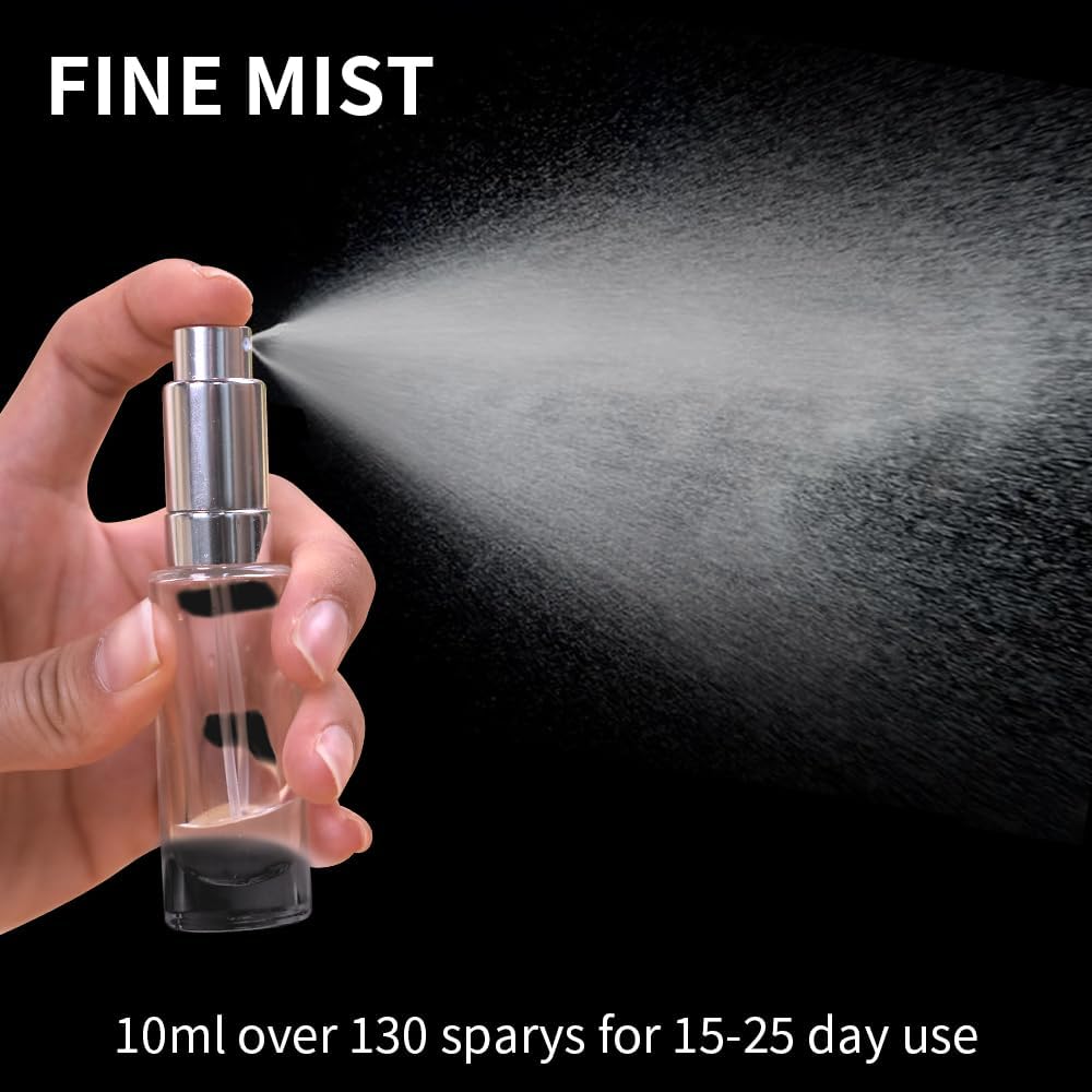 Perfume Travel Refillable Atomizer Bottle - 10ml Glass, Unique Top-Filling, Leak-Proof Design | Mini Portable Spray