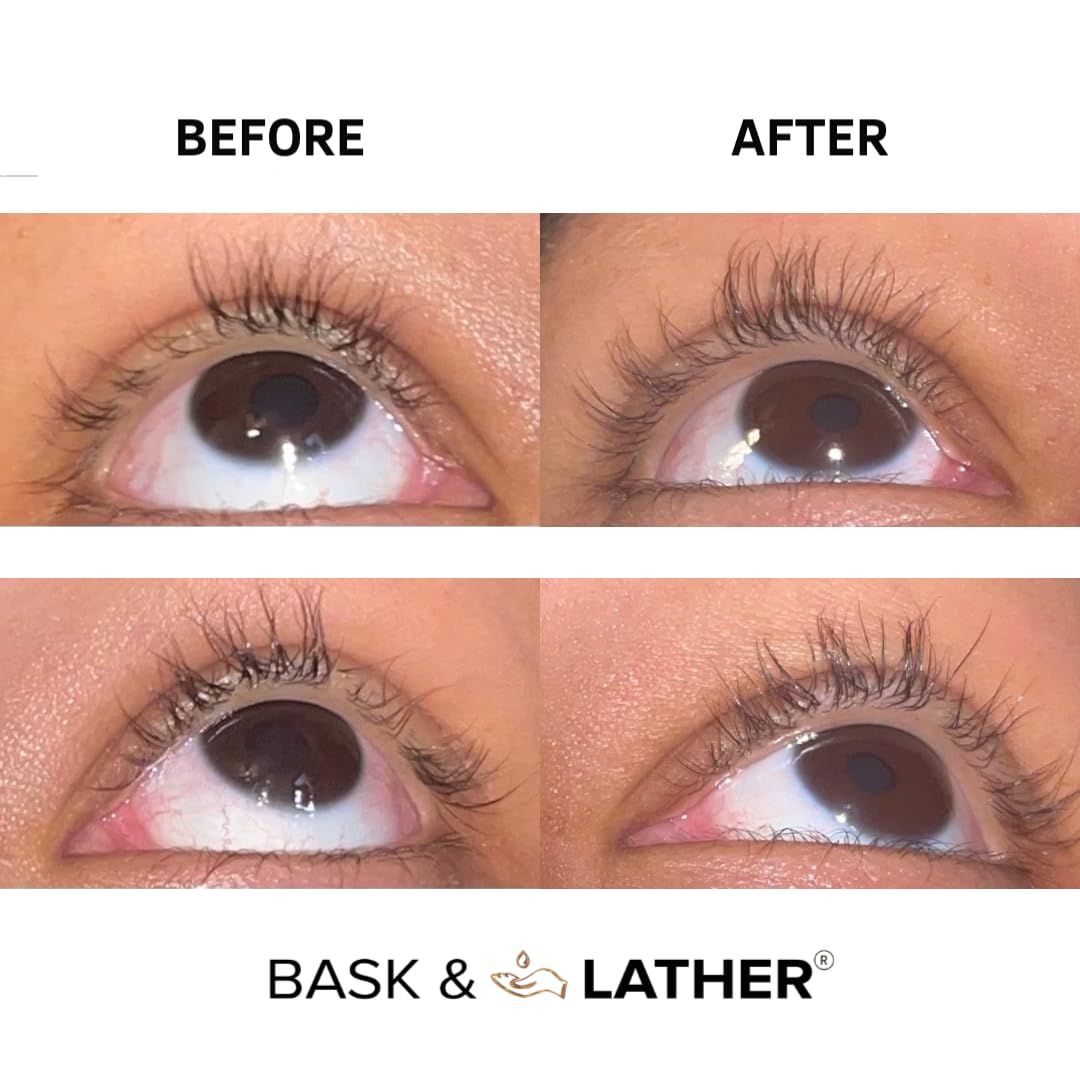 Lash Serum for Thicker, Fuller Eyelashes & Brows - Castor & Jojoba Oil, 3 Month Supply with Brush Applicator