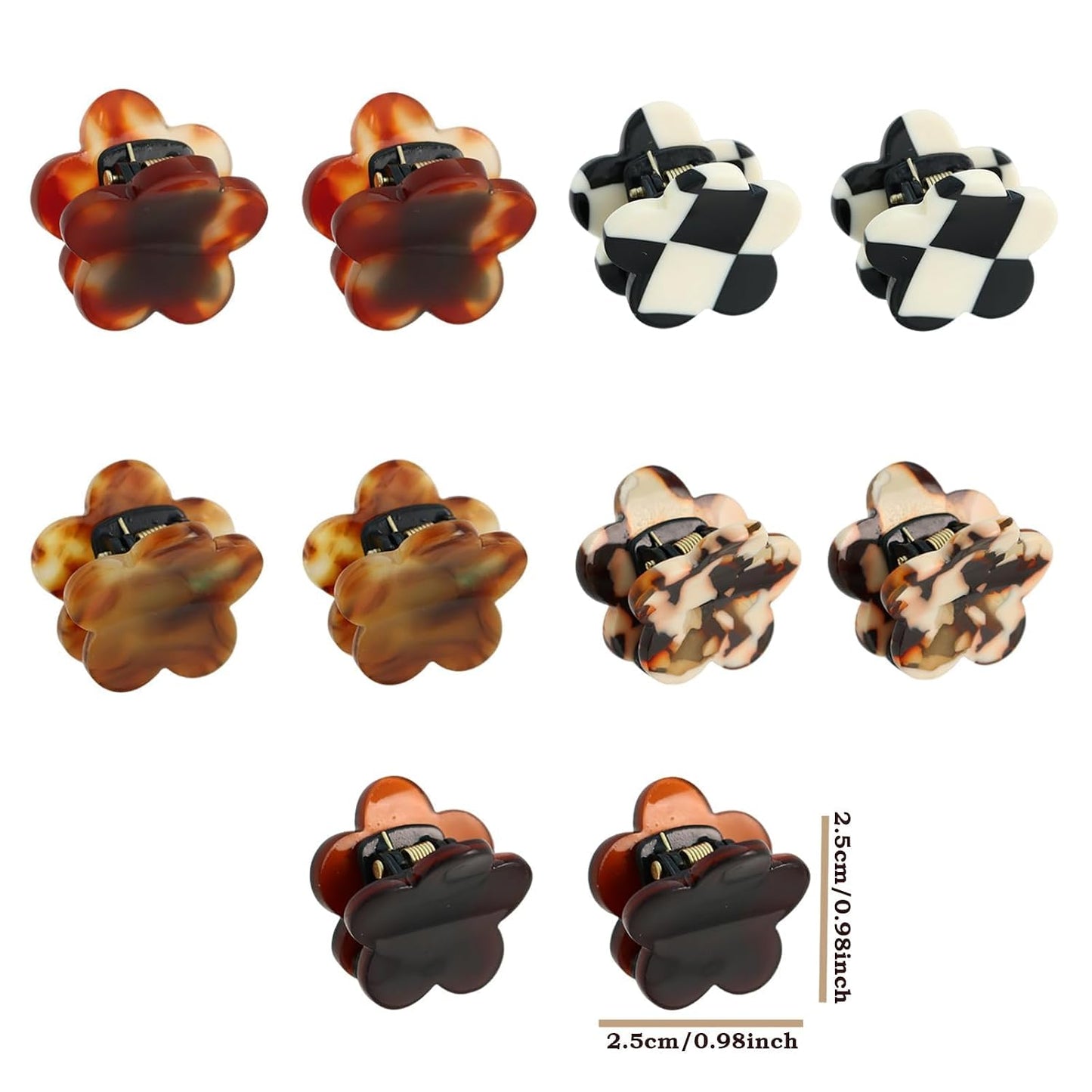 Small Decorative Hair Clips for Women - Cute Flower Mini Claw Clips | 10 Pcs Set for Bangs & Braids