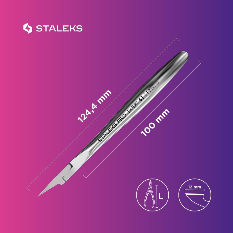 Staleks Pro Expert 61 Ingrown Toenail Nippers – 12mm Blades – Narrow Tips with Safe Ends – Stainless Steel – Professional Pedicure Tool