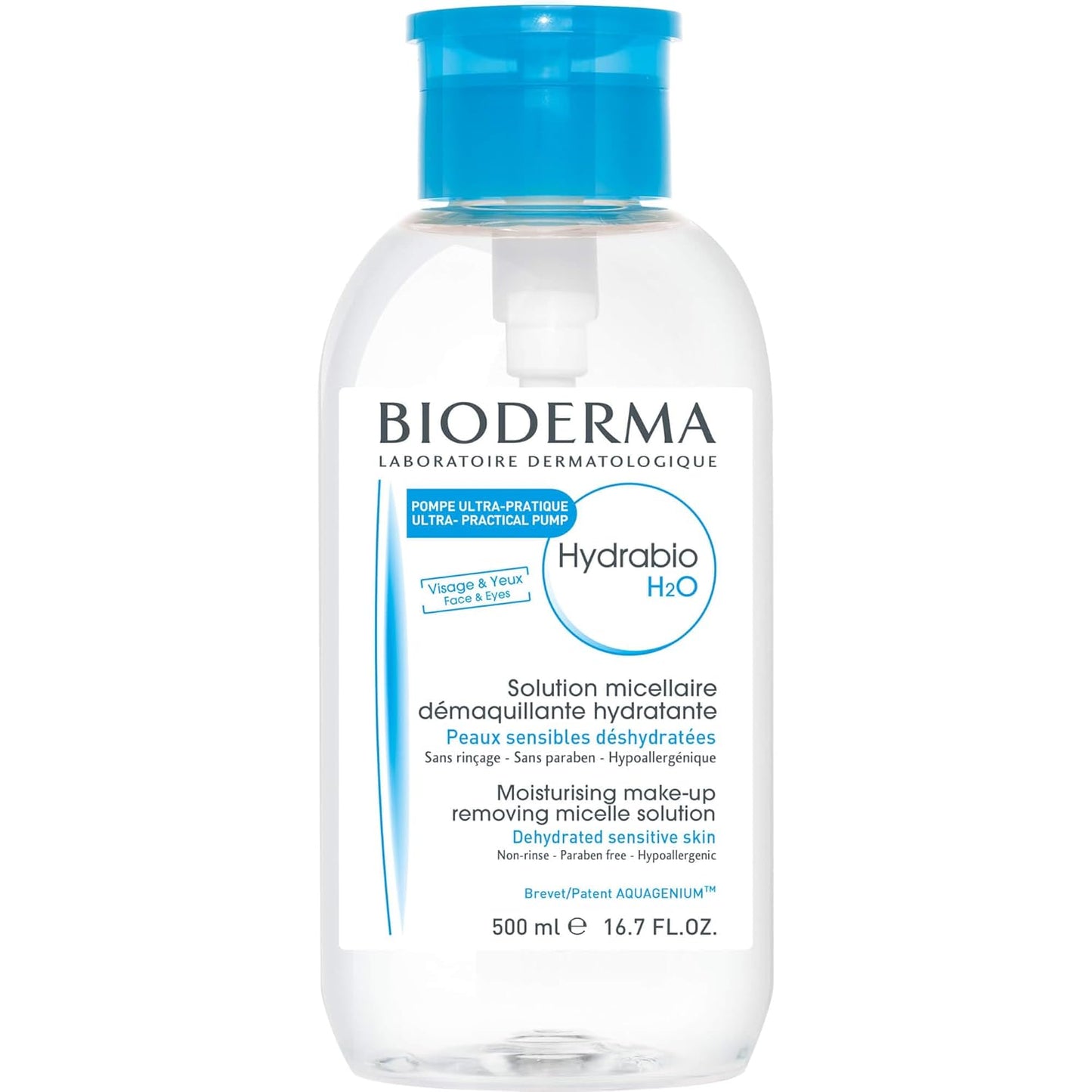 Bioderma Hydrabio H2O Micellar Water - Gentle Face Cleanser & Makeup Remover | Ideal for Dehydrated Sensitive Skin