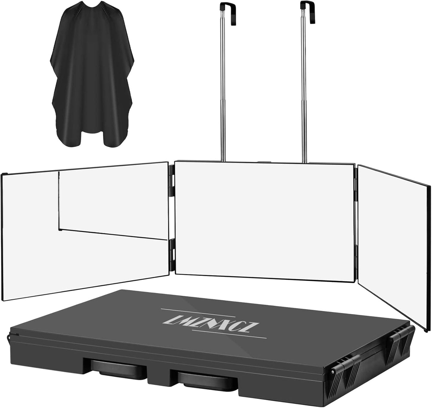 3-Way Mirror for Self Hair Cutting | 360° Tri-Fold Design with Adjustable Hooks (6.7" x 10.8")