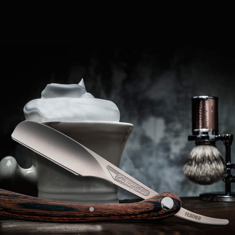Feather Artist Club SS Wood Folding Straight Razor