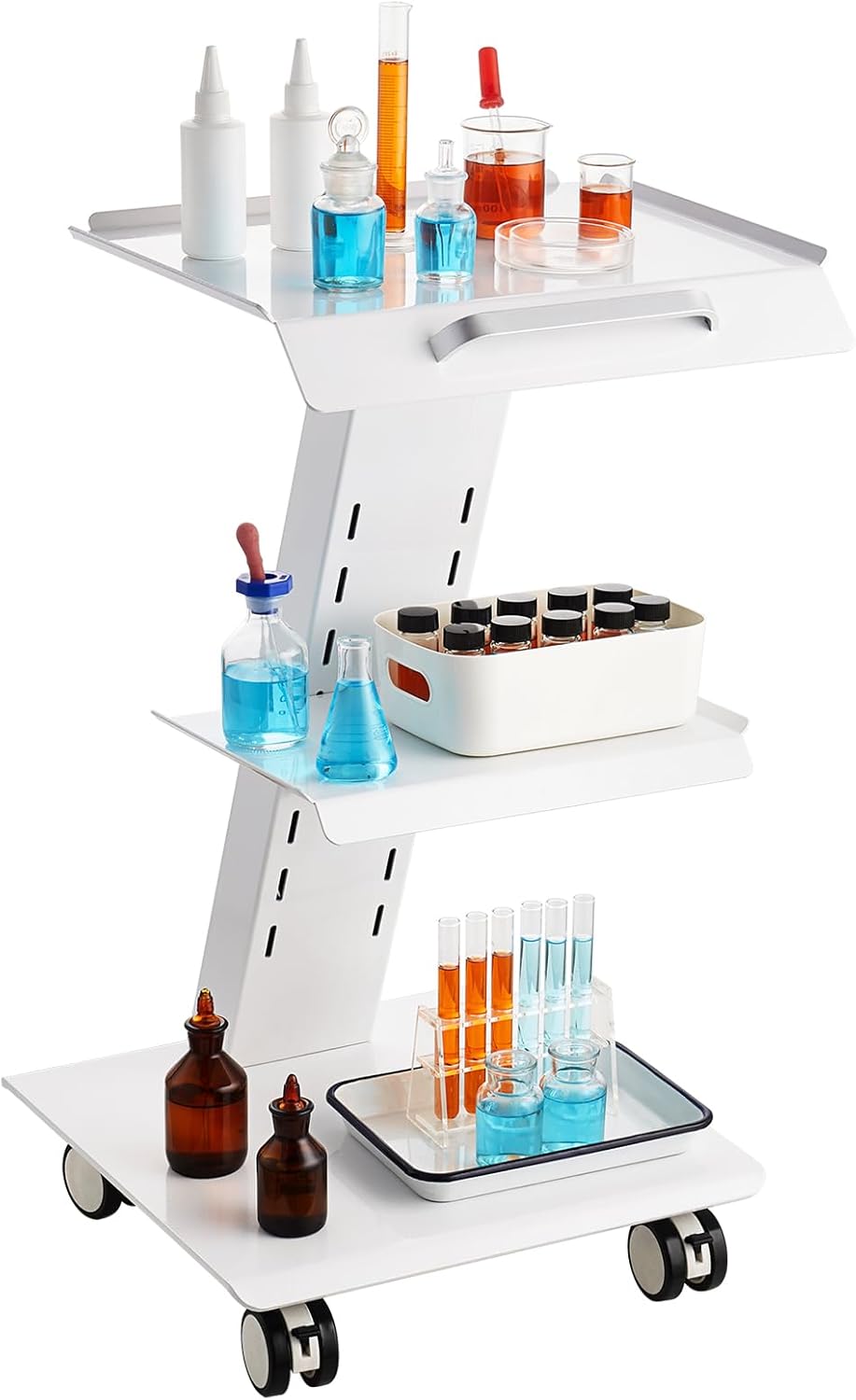 VEVOR Rolling Esthetician Cart - 3-Tier Metal Medical Trolley with Swivel Wheels | 220 lbs Capacity, Mobile Ultrasonic Tray for Beauty & Clinic