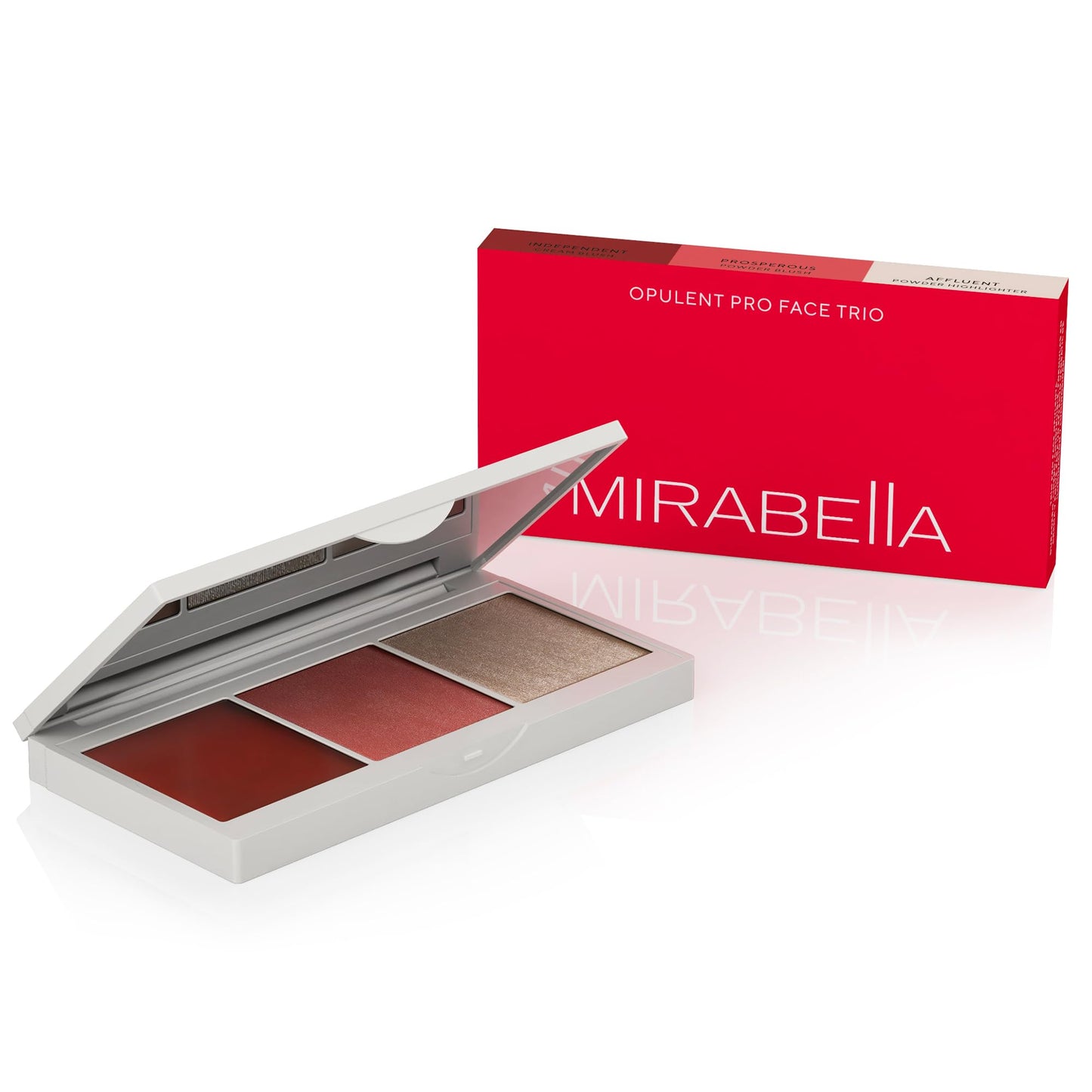 MIRABELLA - Opulent Pro Face Trio Powder and Cream Blush Palette with Powder Highlighter & Cream Blush, Lightweight Buildable 3-in-1 Highlighters Makeup for a Sculpted Look, All Skin Types