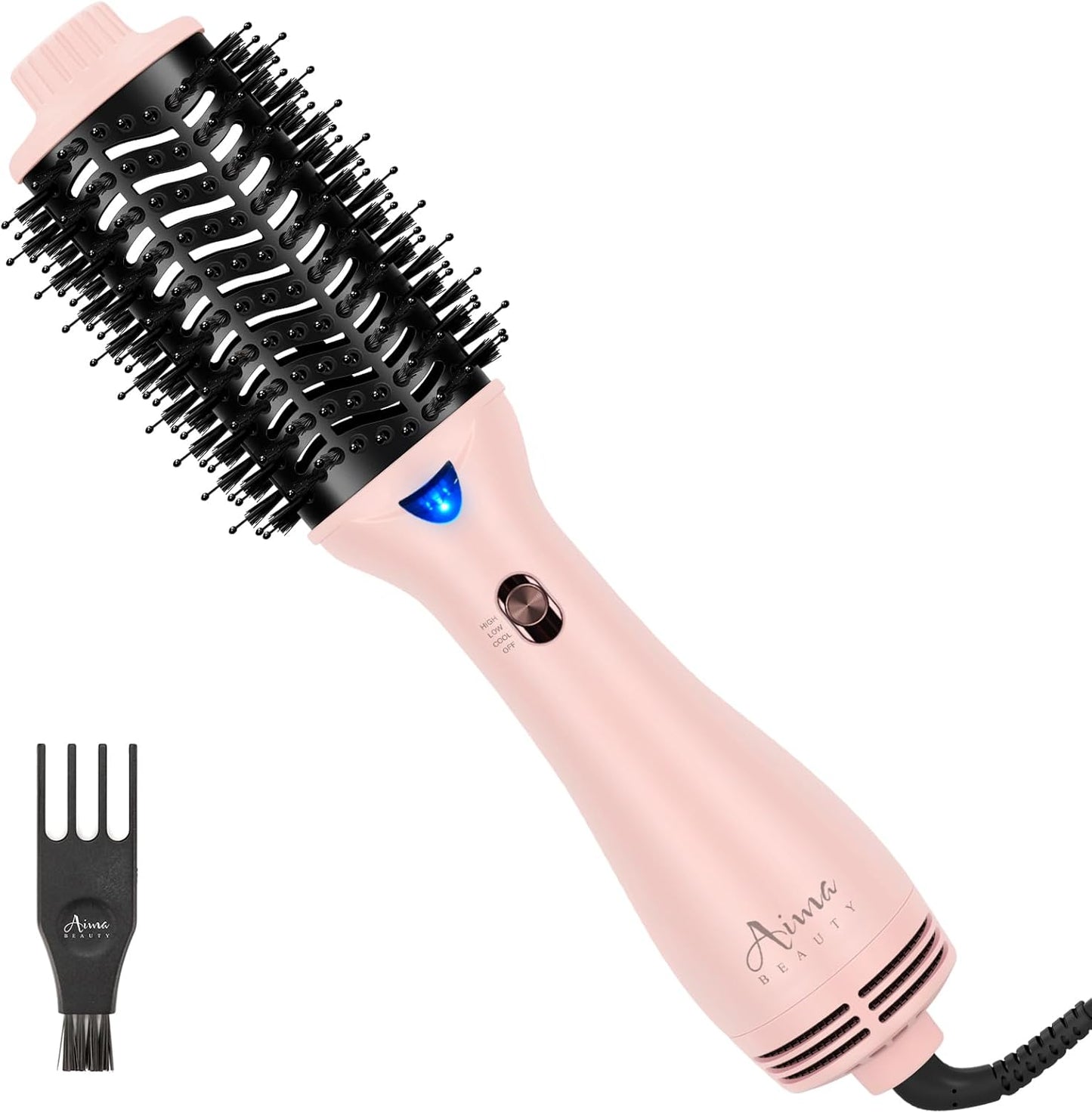 Aima Beauty Blow Dryer Brush Set - 4-in-1 Ionic Round Brush for Shine, Smoothness & Volume | Interchangeable 1” & 1.25” Barrels, Pink