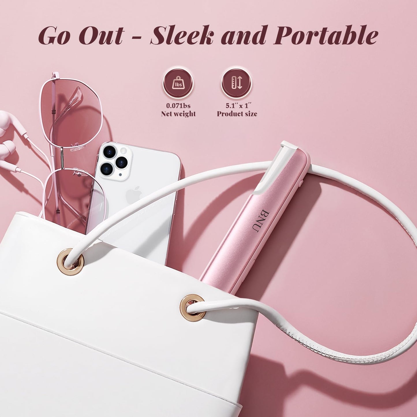 Dermaplane Razor for Women Face, BNU Facial Hair Remover for Anti-Aging, Rechargeable, LED Light, Sonic Edges, 3 Speeds, Ergonomic Handle Face Dermaplaning Tool 10 Blades Pink