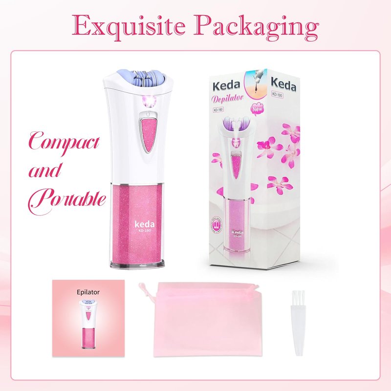 Skin Epilator, 2025 New Skin Hair Remover for Face, Facial Hair Removal for Women with LED Light, Cordless Epilators Hair Removal for Facial, Arms, Legs and Bikini (Pink)