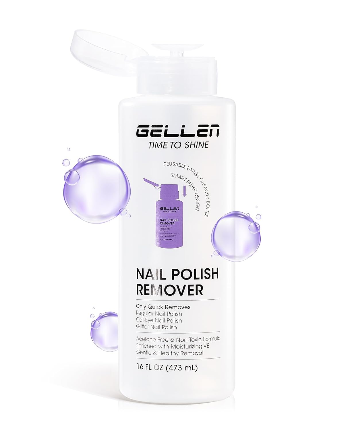 Gellen Nail Polish Remover Kit - Non-Acetone Jasmine Scent, 6.1 Fl Oz + 200 Lint-Free Wipes