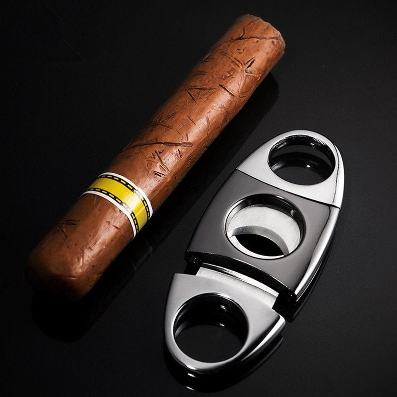 Cigar Cutter Guillotine 420 Stainless Steel Double Blade, 23mm Max. Cigar Diameter Guillotine Cigar Cutter (Gun Color)