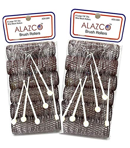 12 Vintage Brush Hair Rollers with Pins - 3" x 7/8" Curlers