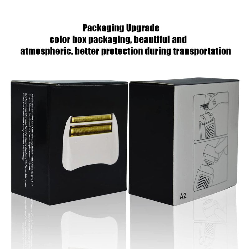 2 Packs Pro Shaver Replacement Foil and Cutters Compatible With Andis #17155 & #17150 Shaver Pro Foil (golden)