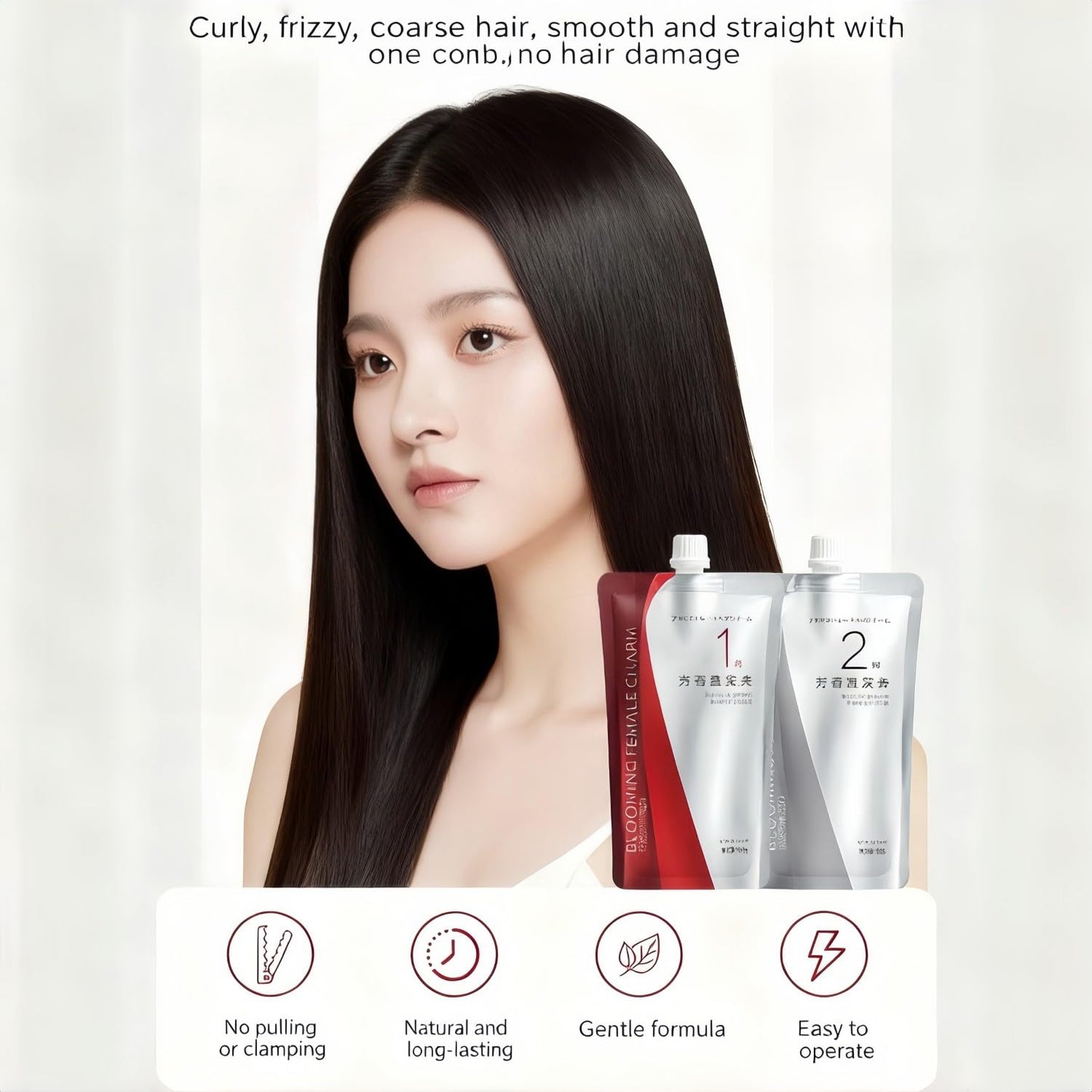 Straight Guard Smoothing Styling Cream, Shiny Hair, for Frizz Control and Silky Straight Hair, Gentle Straightening