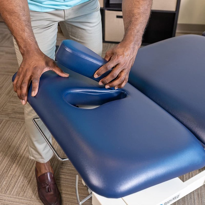 BodyMed 3 Section Hi-Lo Treatment Table, Blue, 77 in. x 27 in. x 18–36 in. – Durable, Adjustable Physical Therapy Table – ADA Compliant – Bar Activated Elevation – Foam Padding & Vinyl Upholstery