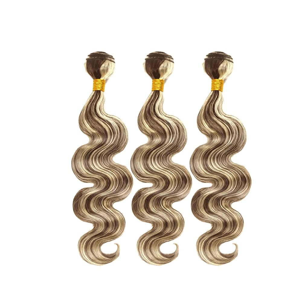 Highlight Body Wave Bundles Ombre Human Hair 3 Bundles 26 28 30 Inch Peruvian Virgin Hair Two Tone Color #4 Mixed With 613 Blonde Hair Weave