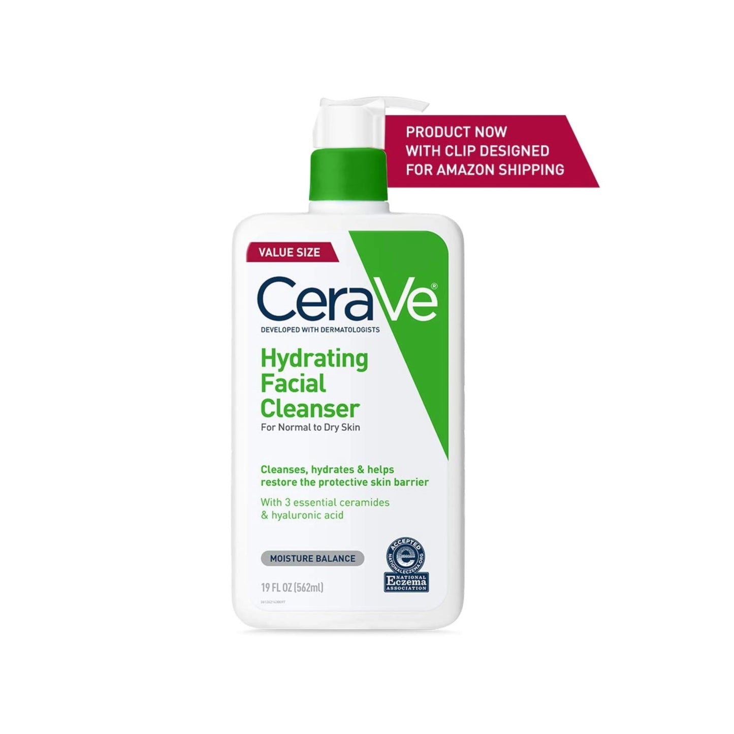 CeraVe Hydrating Facial Cleanser, Moisturizing Face Wash For Dry Skin, Hyaluronic Acid + Ceramides + Glycerin, Hydrating Cleanser For Normal To Dry Skin, National Eczema Association Certified, 19 Oz