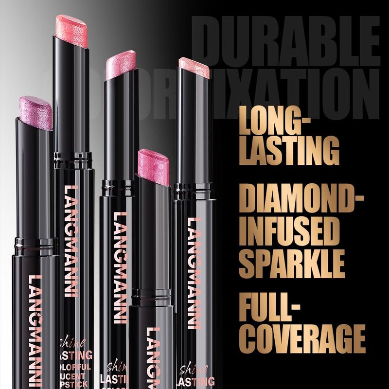 Shimmer Lipstick Set - 10 Colors with Fine Glitter | Long-Wearing & Moisturizing Shades for Daily Wear