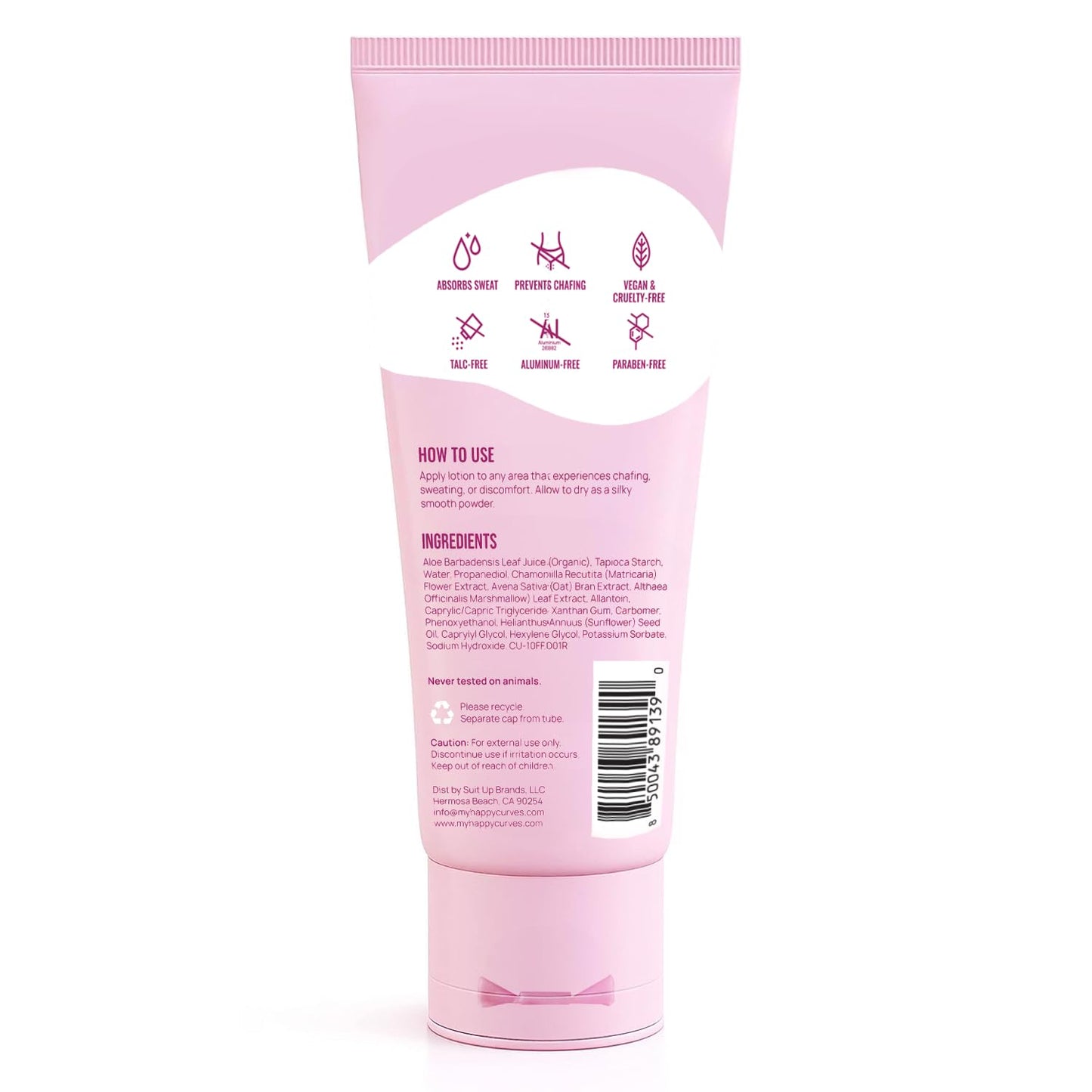 HAPPY CURVES Lotion to Powder Anti Chafing Odor Control Cream for Women: Aluminum-Free Cream for Private Parts, Under Breast, & Body 2.25 Fl Oz (1 Pack, Tahitian Vanilla)