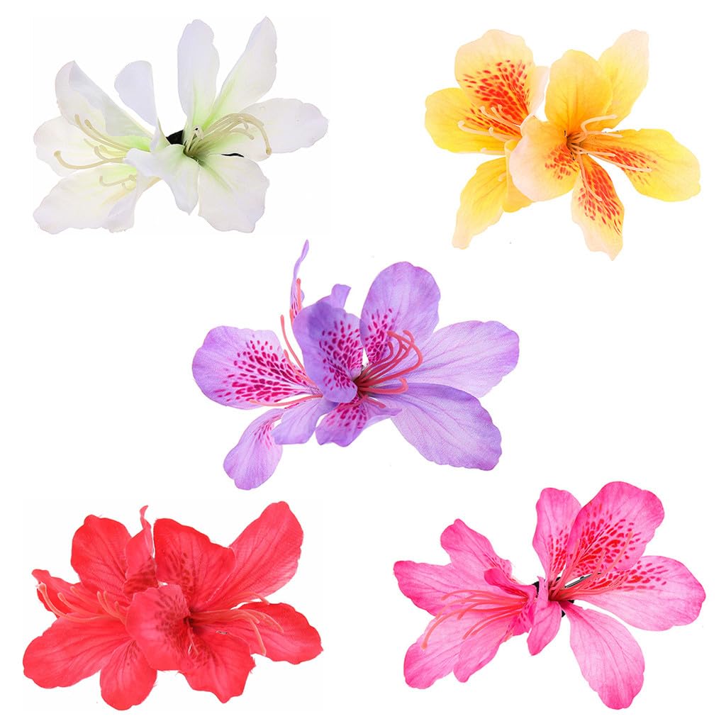 Flower Hair Clip - Bohemian Hawaiian Orchid Alligator Hairpin | 4 Inches, 8 Pieces
