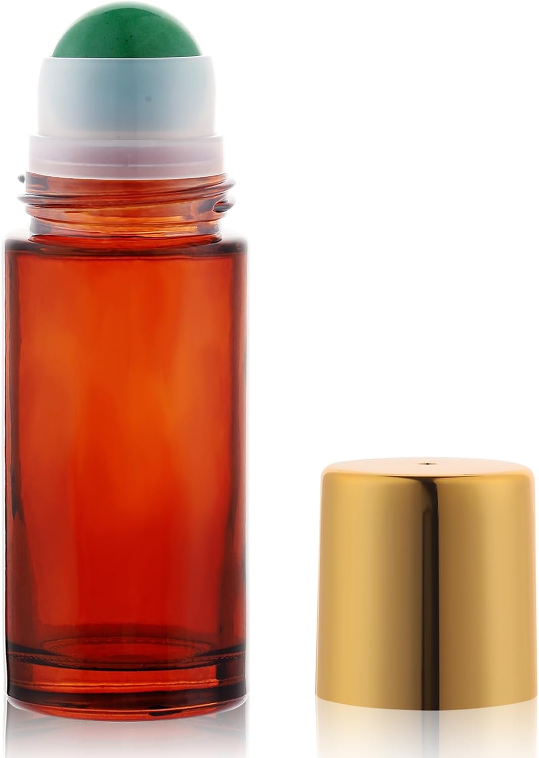 Amber Glass Roll-On Bottles for Essential Oils - 1.7oz Refillable Rollerball with Pink Crystal Applicator
