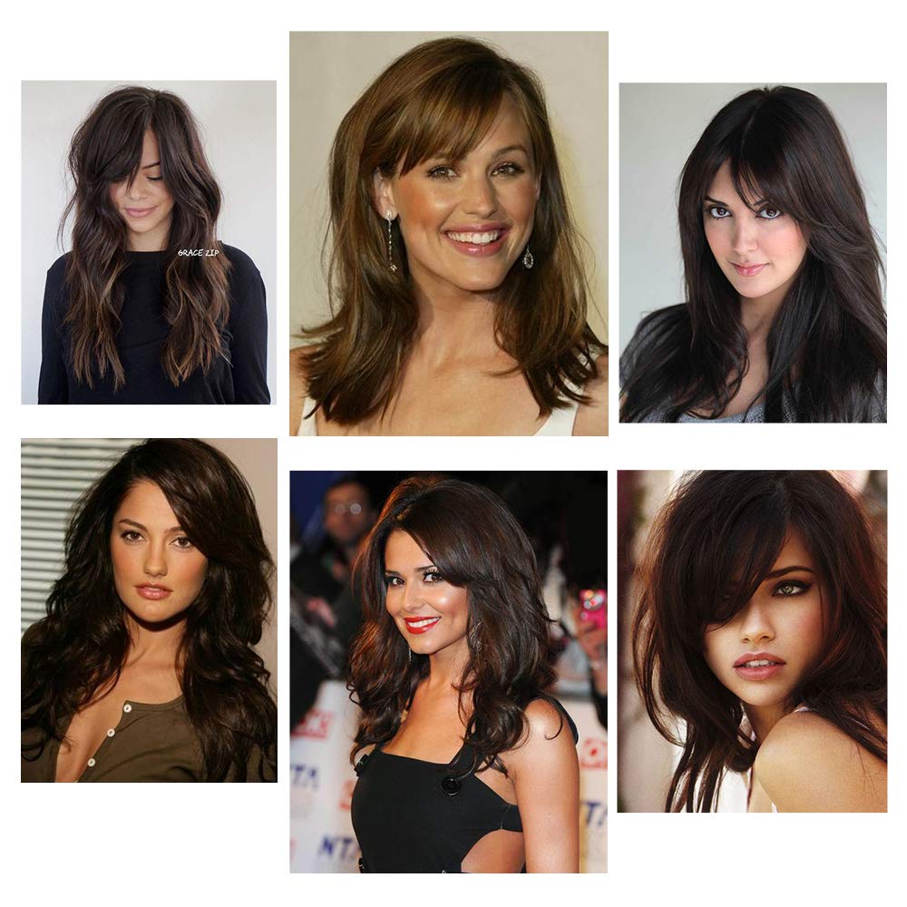 Dsoar Thick Side Bang Clip in Bangs Real Human Hair Bang Natural Clip on Side Bangs Straight Fringe Hair Extensions(Natural Color,with Temples)