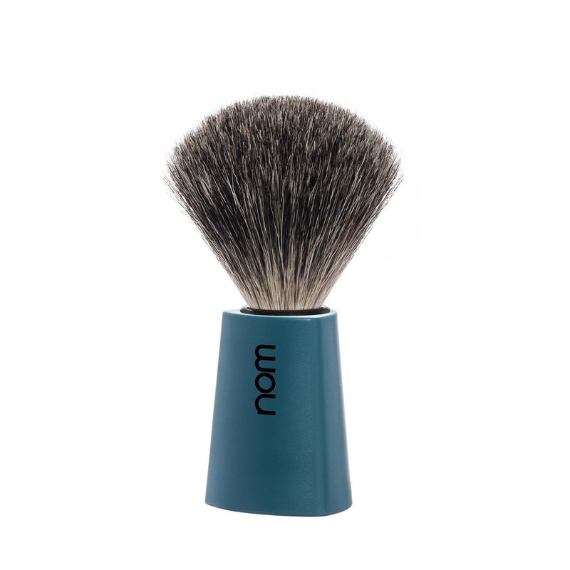 NOM Carl Shaving Brush | Pure Badger Shave Brush for Shaving soaps and creams | Exfoliating Shaving Brush | Petrol handle