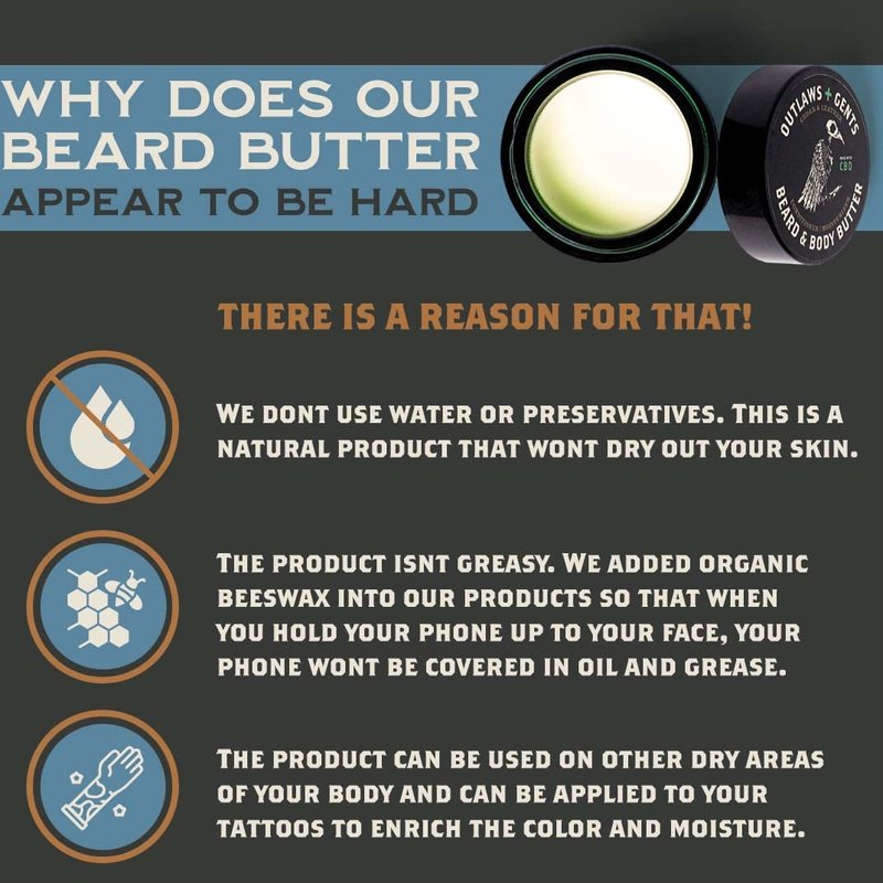 Outlaws and Gents Grooming Co. Beard and Body Butter - Tobacco Vanilla Scented All-Natural Moisturizer for Men - Deeply Moisturizes Beard, Face, and Body