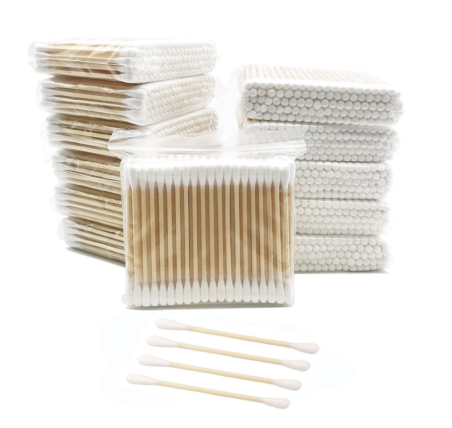 Cotton Swabs with Wooden Sticks/Double Tipped Natural Bamboo Cotton Buds 900pcs