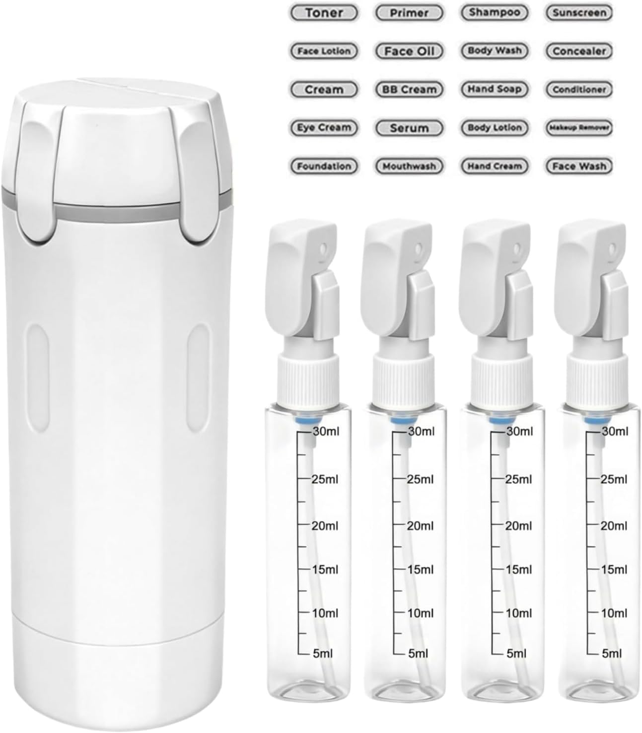 Travel Dispenser Set - 4 Pack 30ML Leak Proof Travel Bottles for Toiletries | Portable Shampoo, Lotion, Conditioner, Cream (Green)