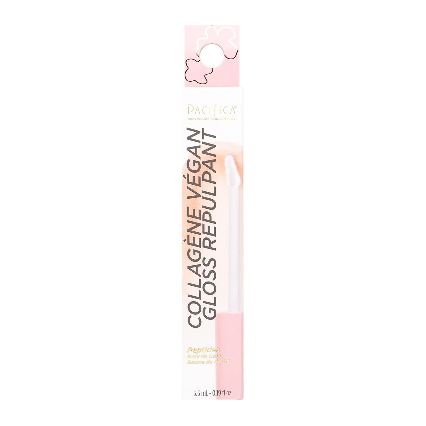 Vegan Collagen Lip Plumping Gloss - Hydrating Lip Plumper with Peptides & Coconut Oil | Non-Sticky, 0.22 fl oz